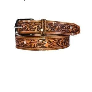 Exclusive Hand-Carved Leather Gun Belt - Floral